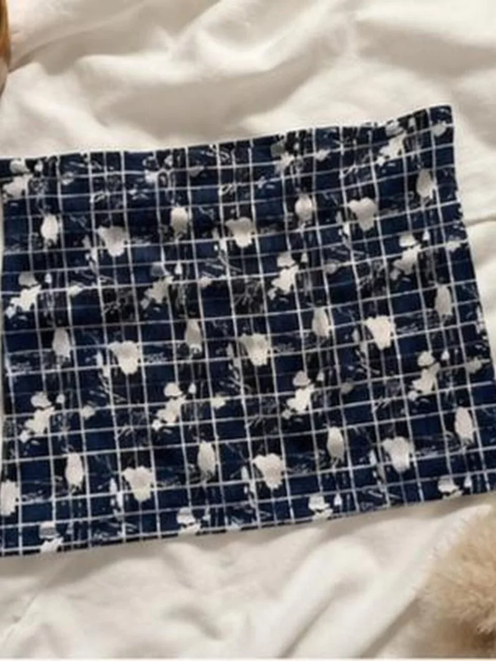 Navy Blue White Plaid Headscarf Bandana Hair Wrap Y2K Grunge Indie Sleaze